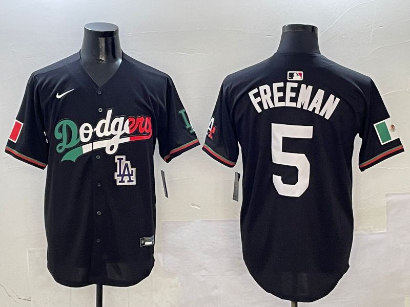 Men Los Angeles Dodgers #5 Freeman Black Mexico Nike 2025 MLB Jersey style 10